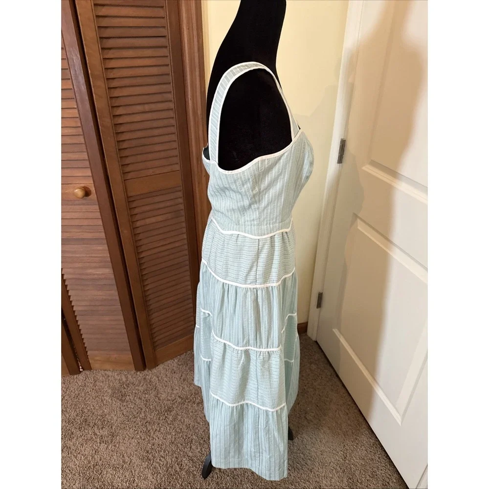 Adelyn Rae Cotton Tiered Maxi Dress Aqua Size Small - Picture 5 of 9